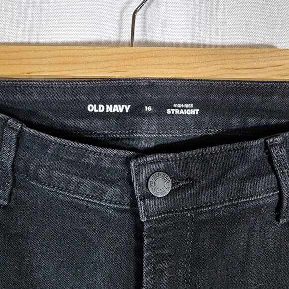Old Navy High-Rise Straight Womens Jeans Black (Size 16) - Picture 3 of 4